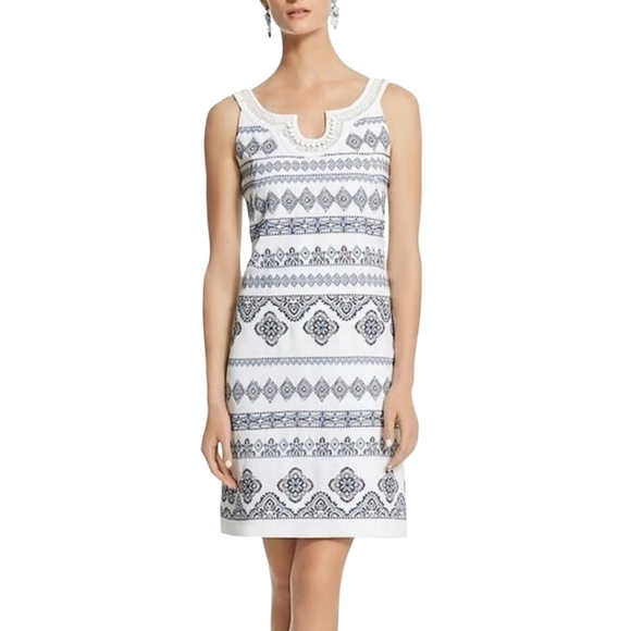 White House Black Market Dresses & Skirts - NWT WHBM White Heavily Embellished Sleeveless Dress Size 6
